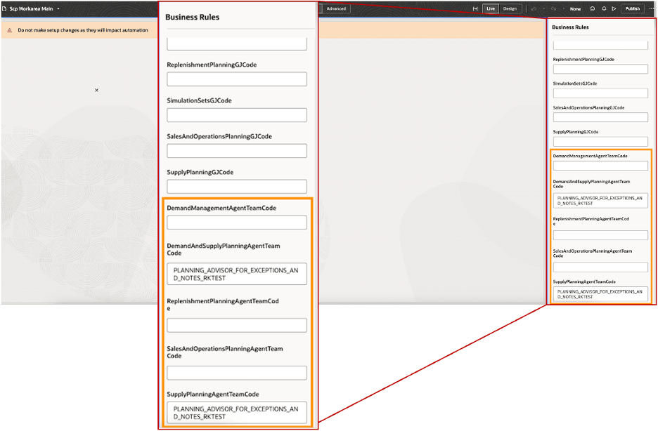Update the SupplyPlanningAgentTeamCode parameter