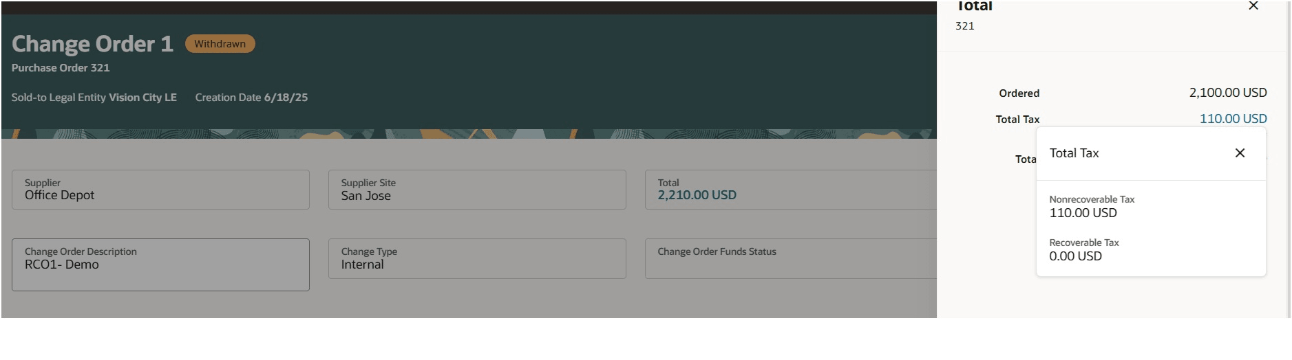 Review the Total Amount with Tax