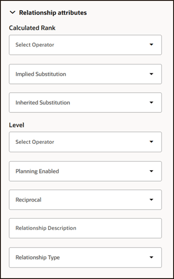 Relationship Attributes Used for Filtering Item Relationships