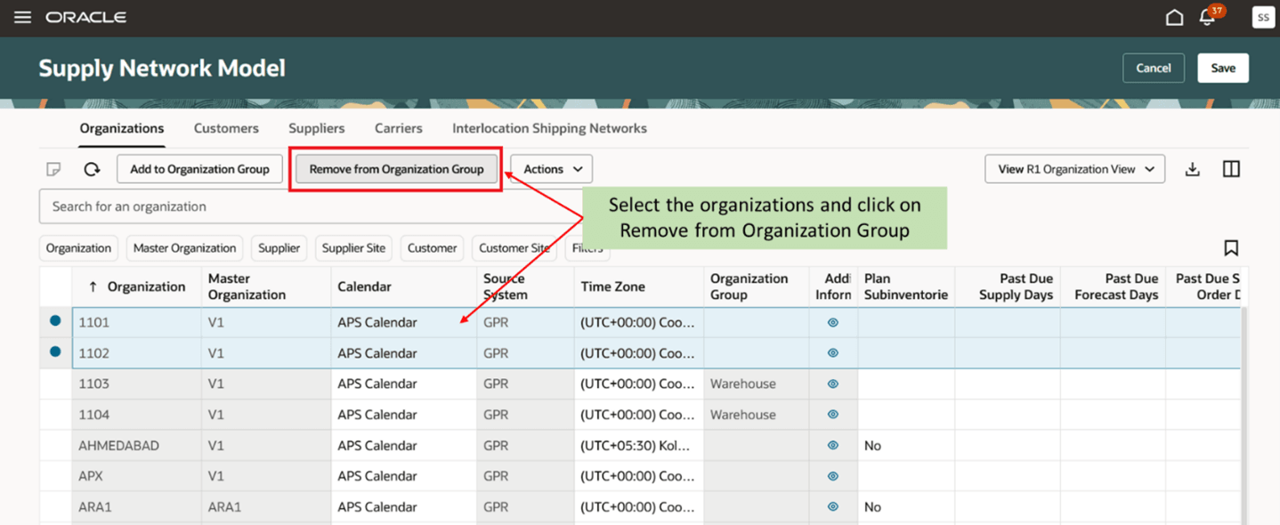 Remove from Organization Group