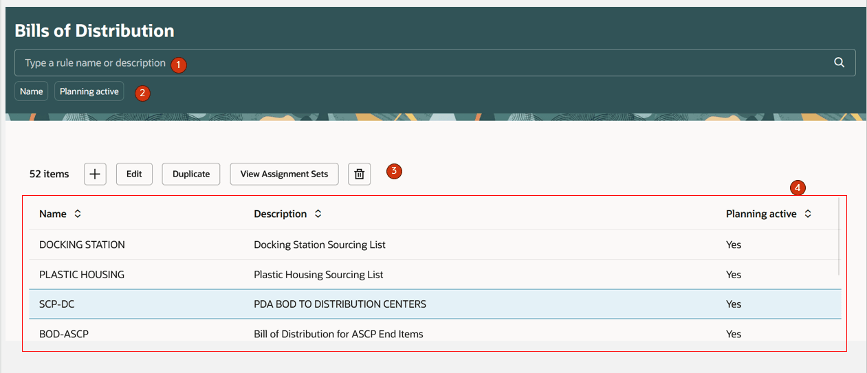 Bills of Distribution Page