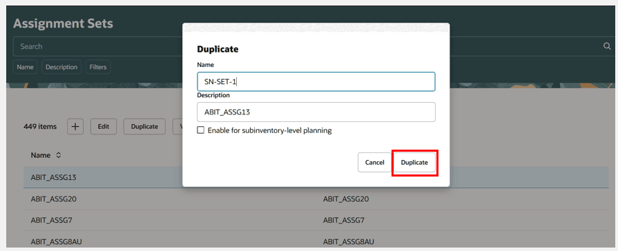 Duplicate Assignment Set