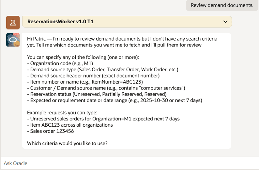 Select review demand documents to view a demand