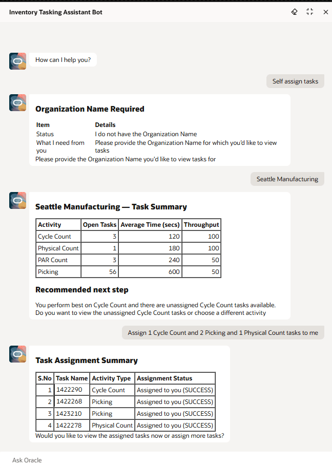 Operator Self Assignment View