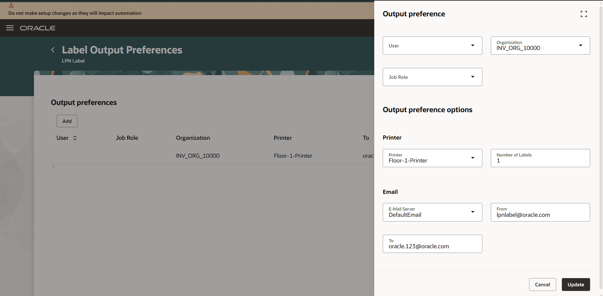 Add Output Preference