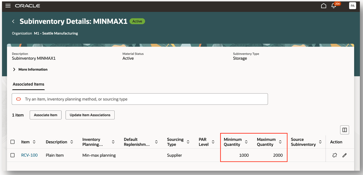 Configure Subinventories