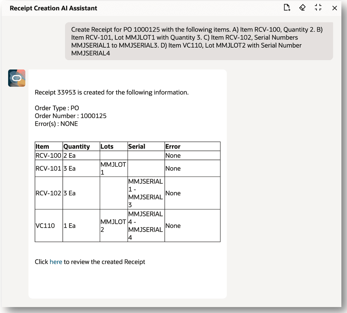 Receipt Creation Assistant