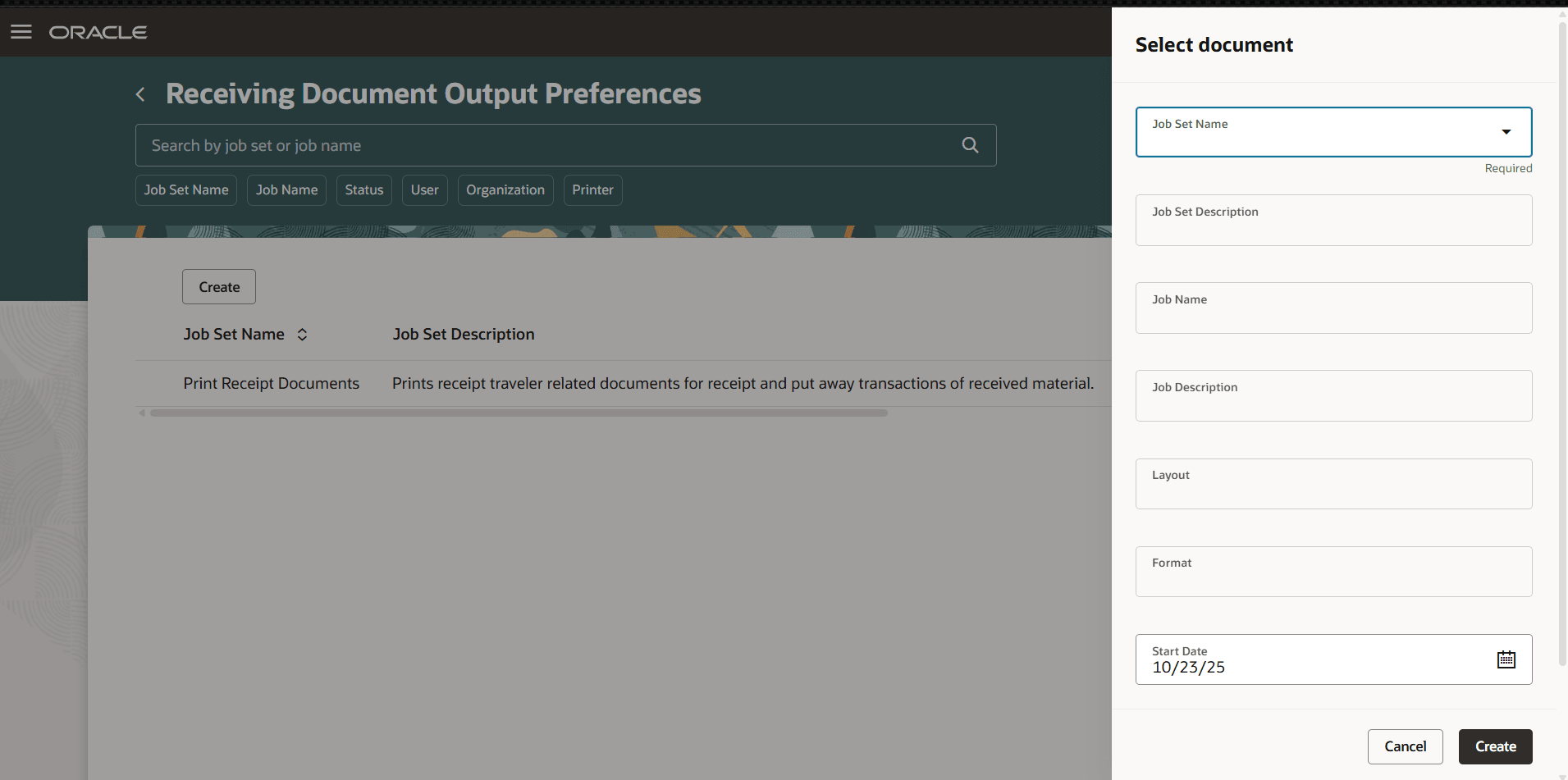 Select Document for the Output Preference