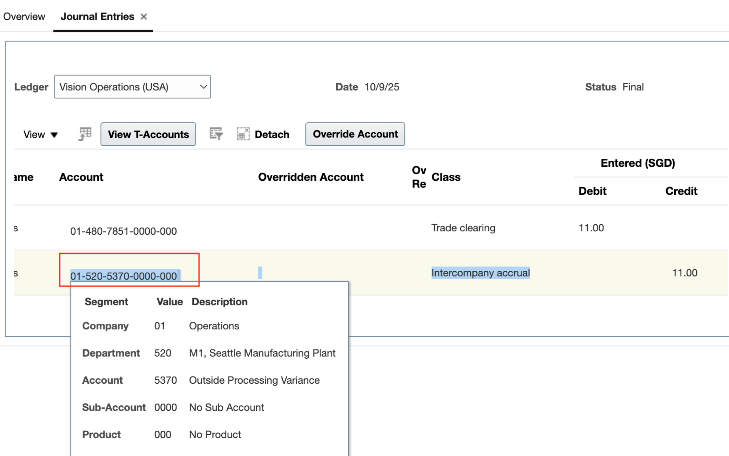 Trade Receipt Accrual Event in Receipt Accounting With Account Information for Intercompany Accrual