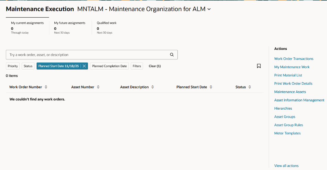 Navigation to Hierarchies from Maintenance Execution
