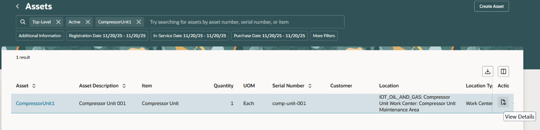 Asset Information Management: Search and Actions