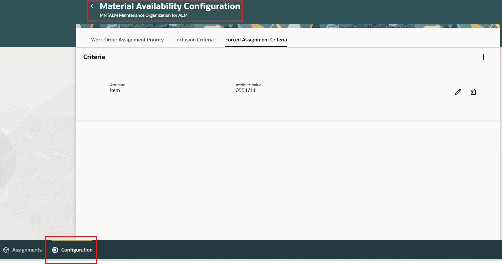 Forced Assignment Criteria tab