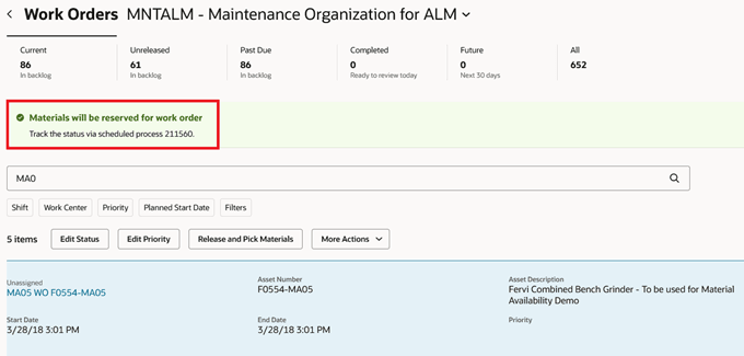 Maintenance Supervision Work Orders