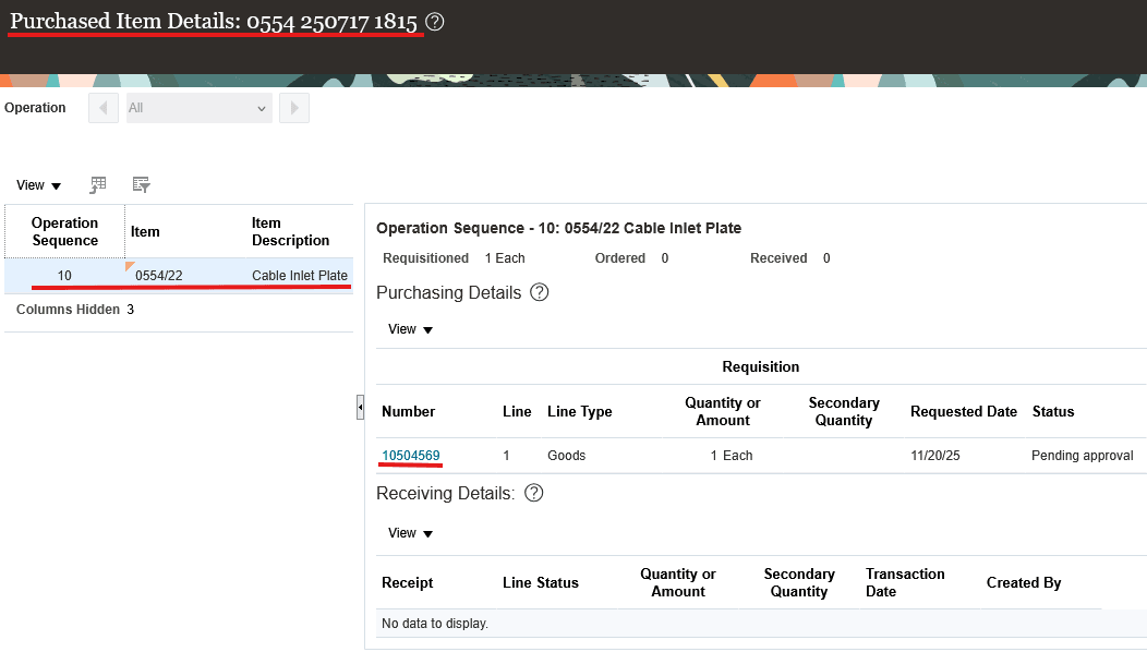 View Purchased Item Details