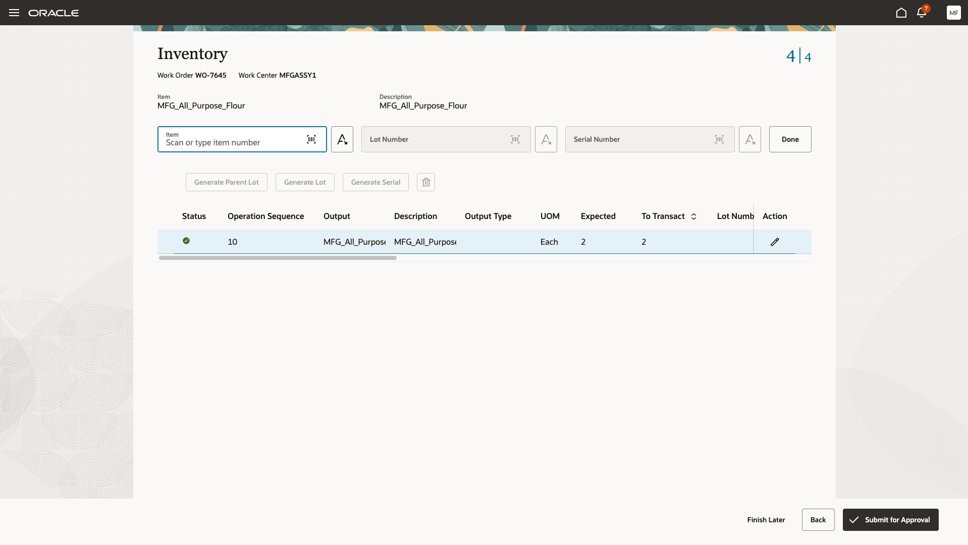 Submit Operation Transaction For Approval