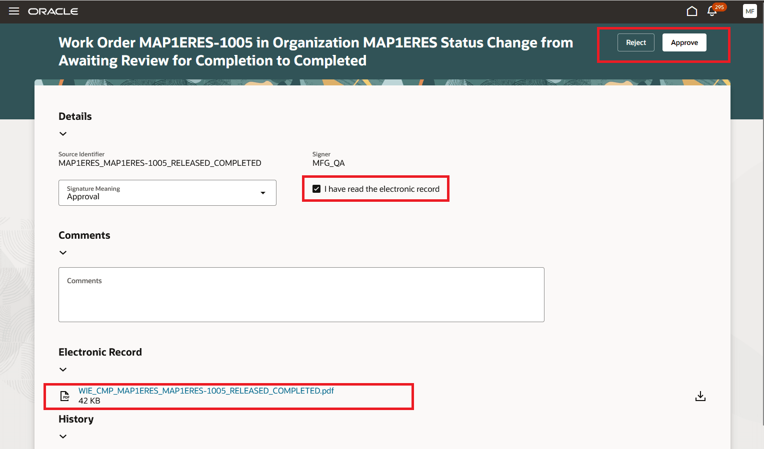 Review for Completion Approval
