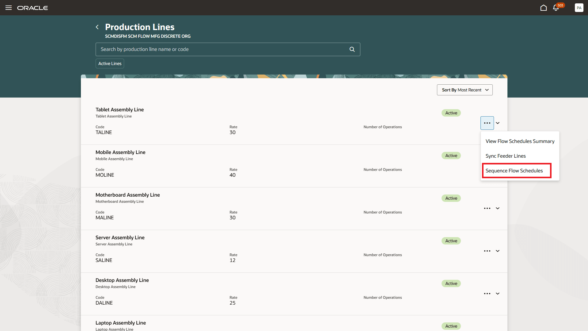 Sequence Flow Schedules for a Production Line