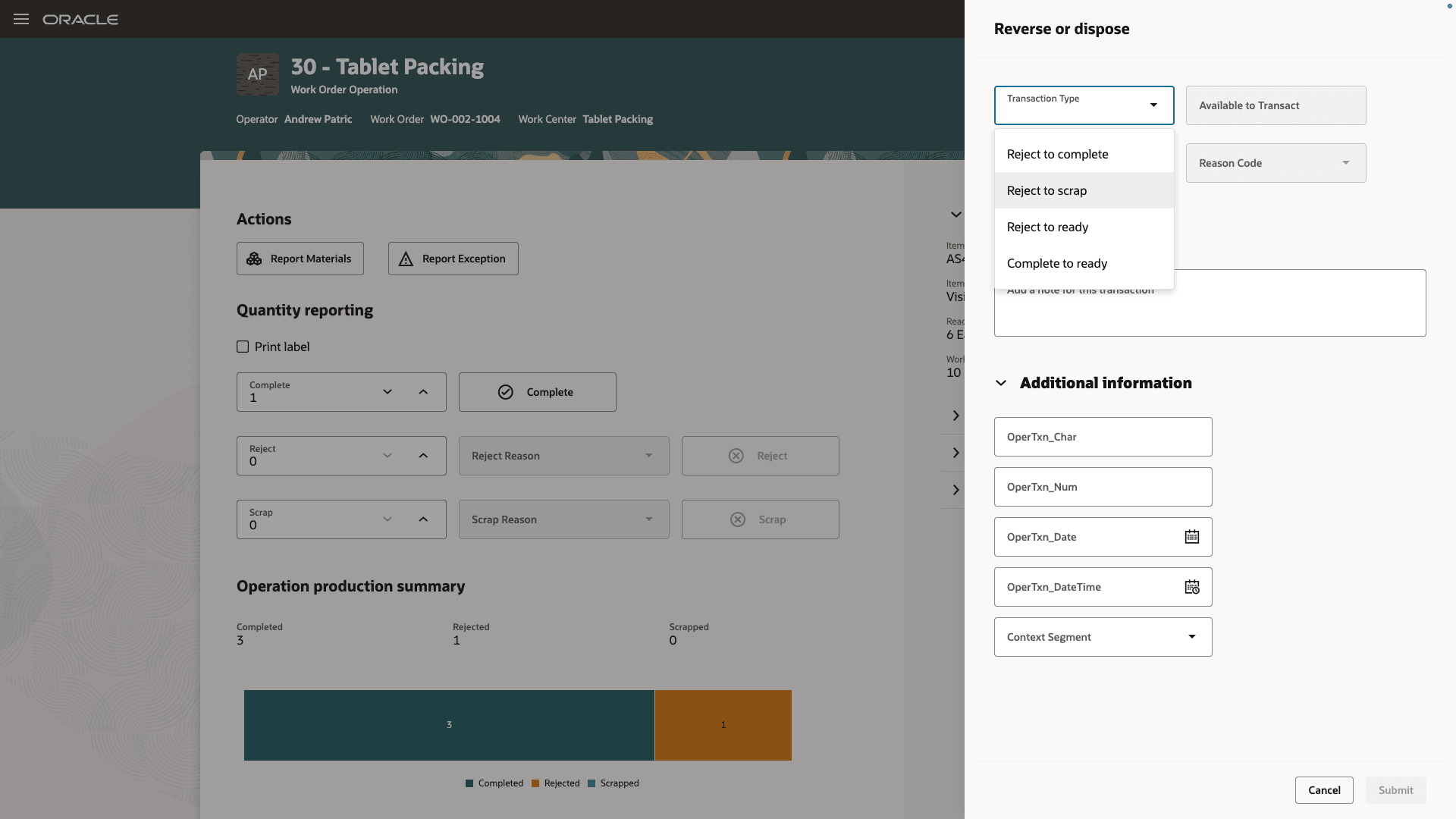 Reverse Operation Transaction