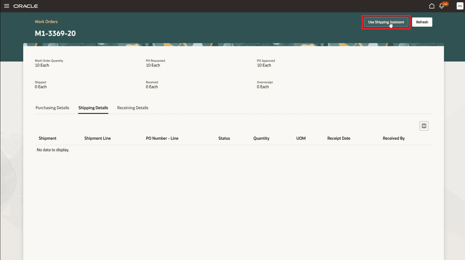 Use Shipping Assistant Button in Review Supplier Operation Details Page