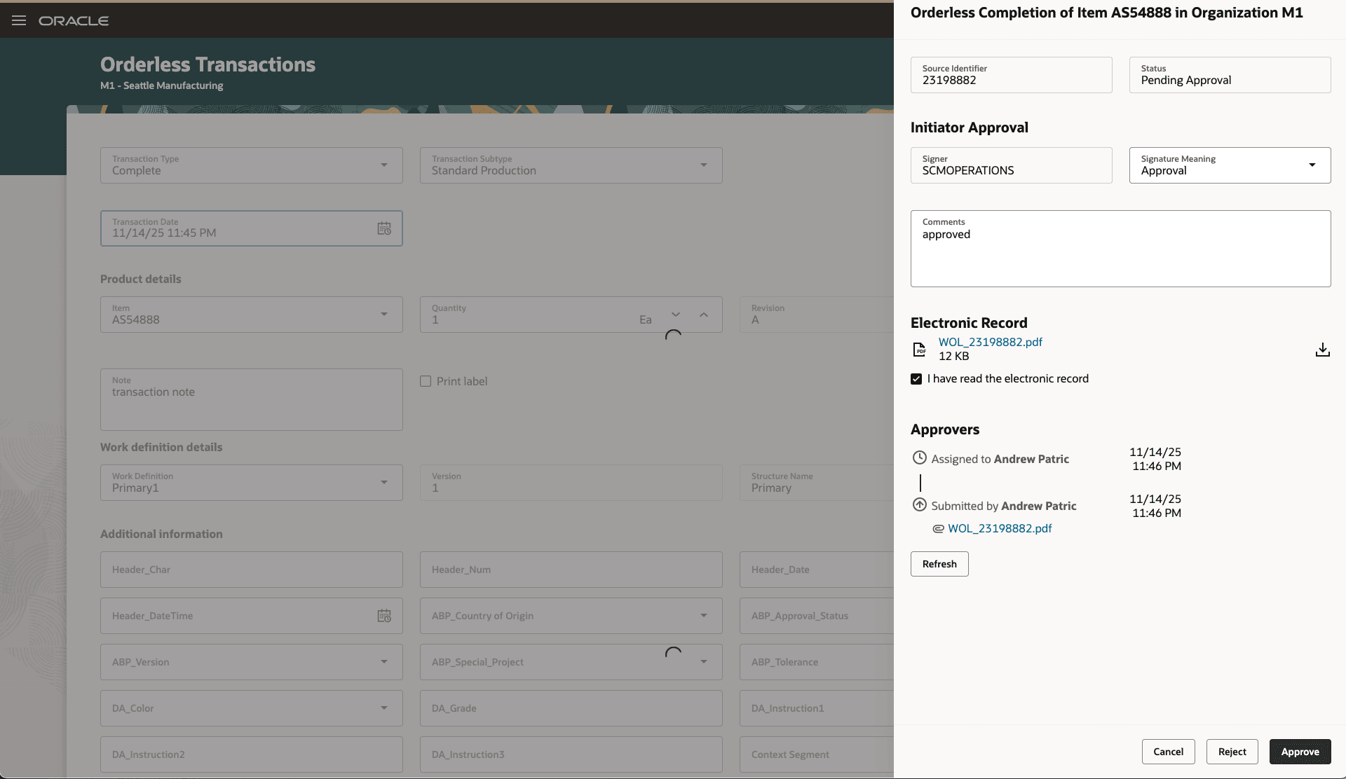 Approve Orderless Transactions In-line