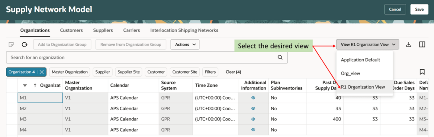 Select an Existing View
