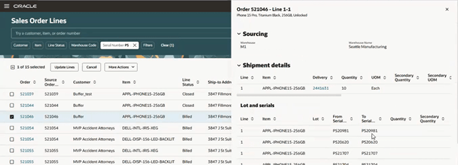 View fulfillment details