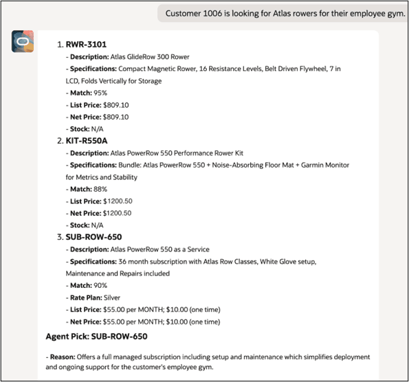 Agent showing various return types including regular products as well as subscriptions.