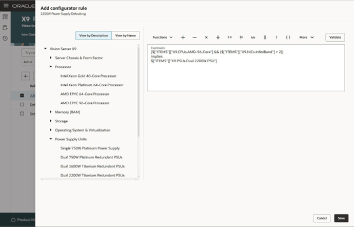 Example configurator rule