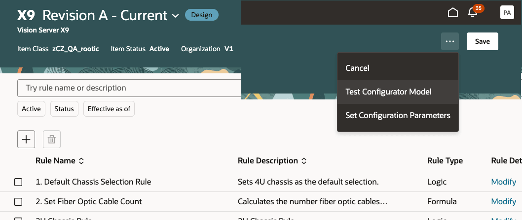 Test Configurator Model