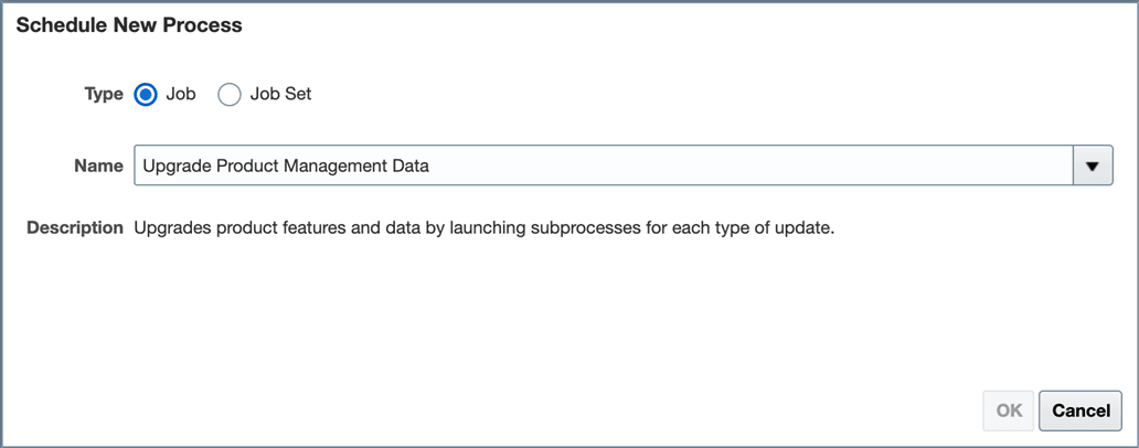Upgrade Product Management Data Scheduled Process