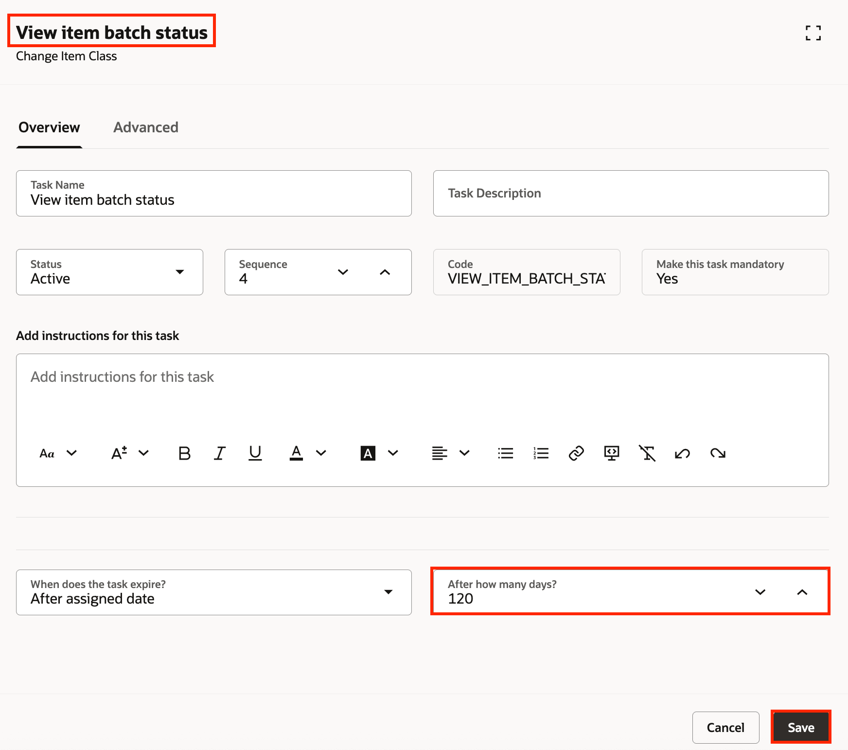 Task: View Item Batch Status