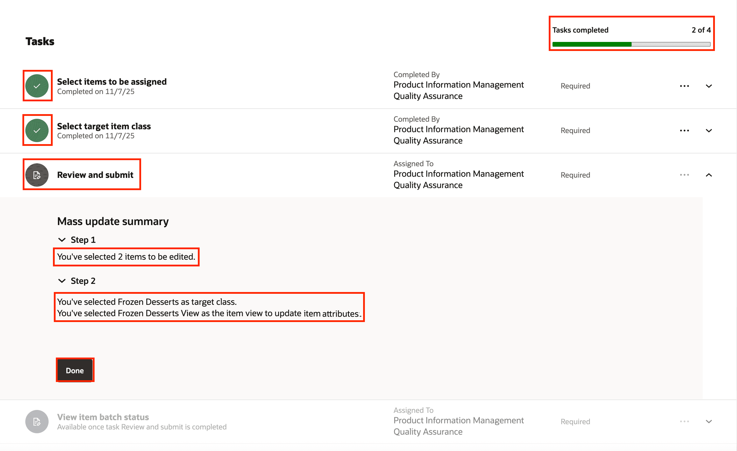 Task: Review and Submit - Displaying Your Selections