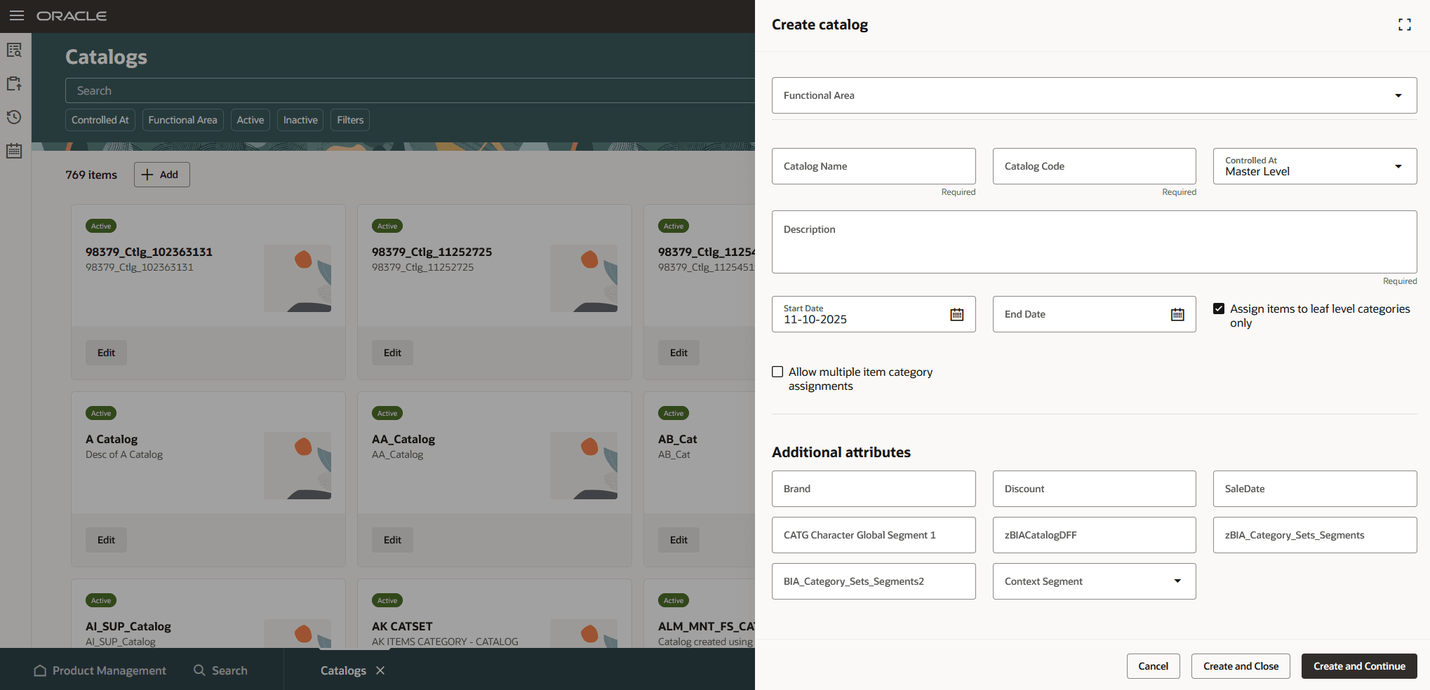 Create Catalog Drawer