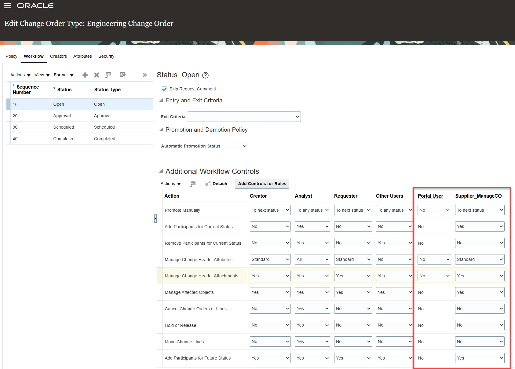 Portal User Roles and New Role for Supplier User in the Additional Workflow Controls