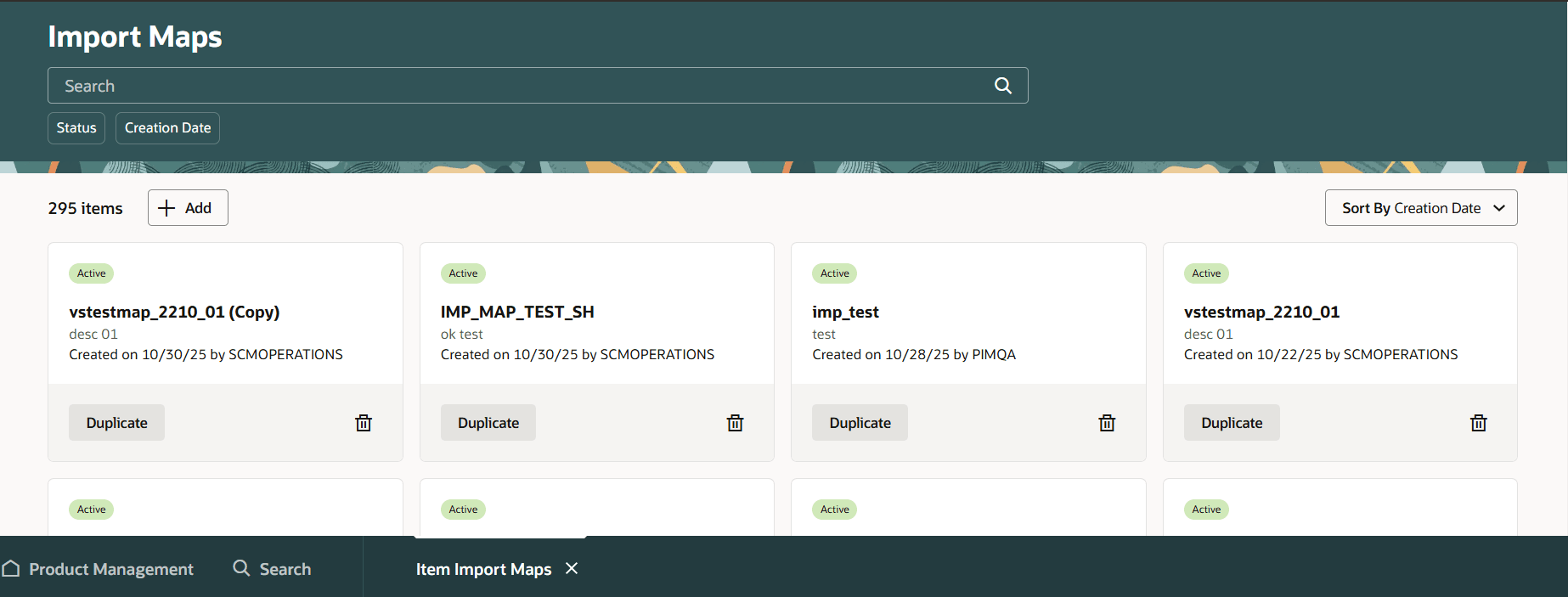 Manage Import Maps Page