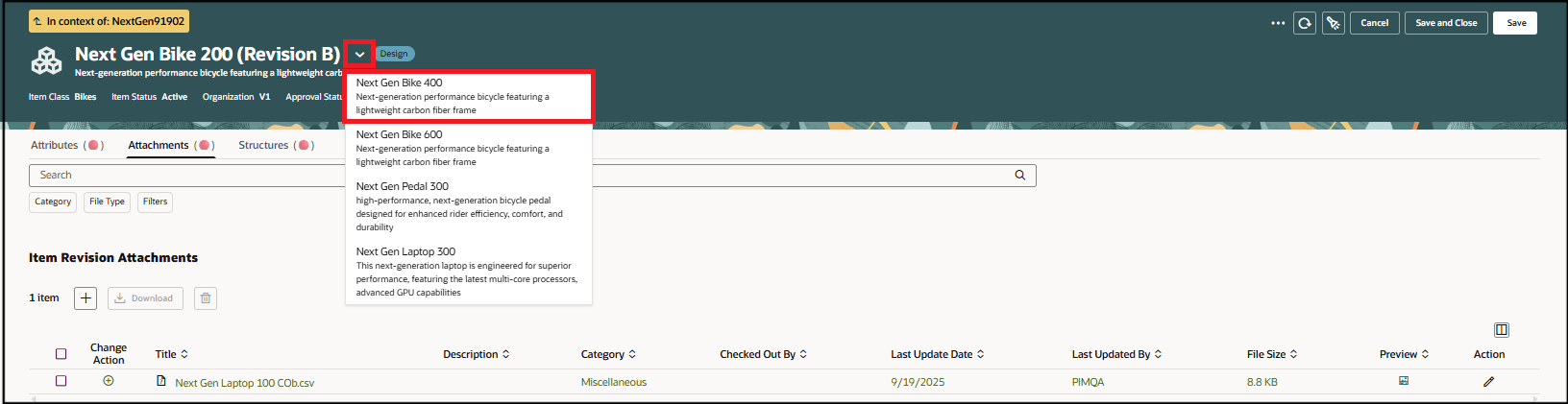 Select a Revision When the Show All Action is Already Selected