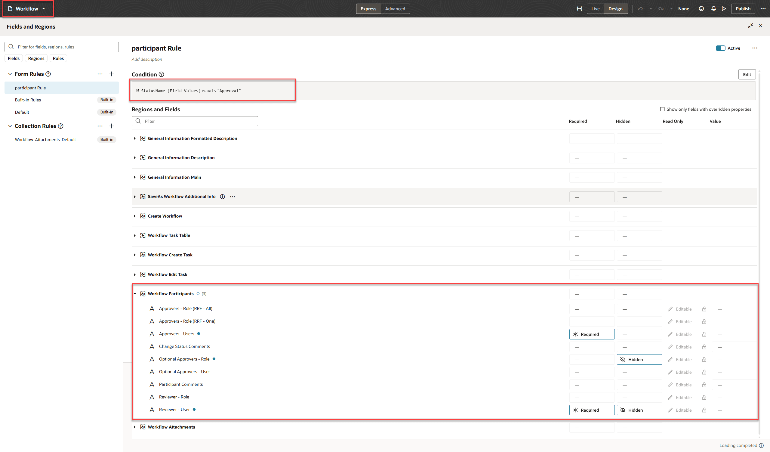 Configure Rules for Workflow Participants in Approval Status