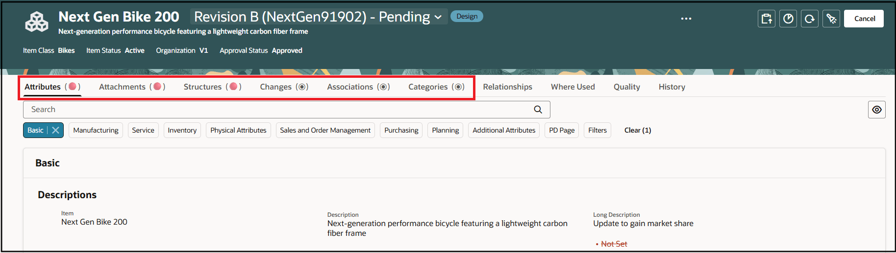 Has Content and Has Redlines indicators