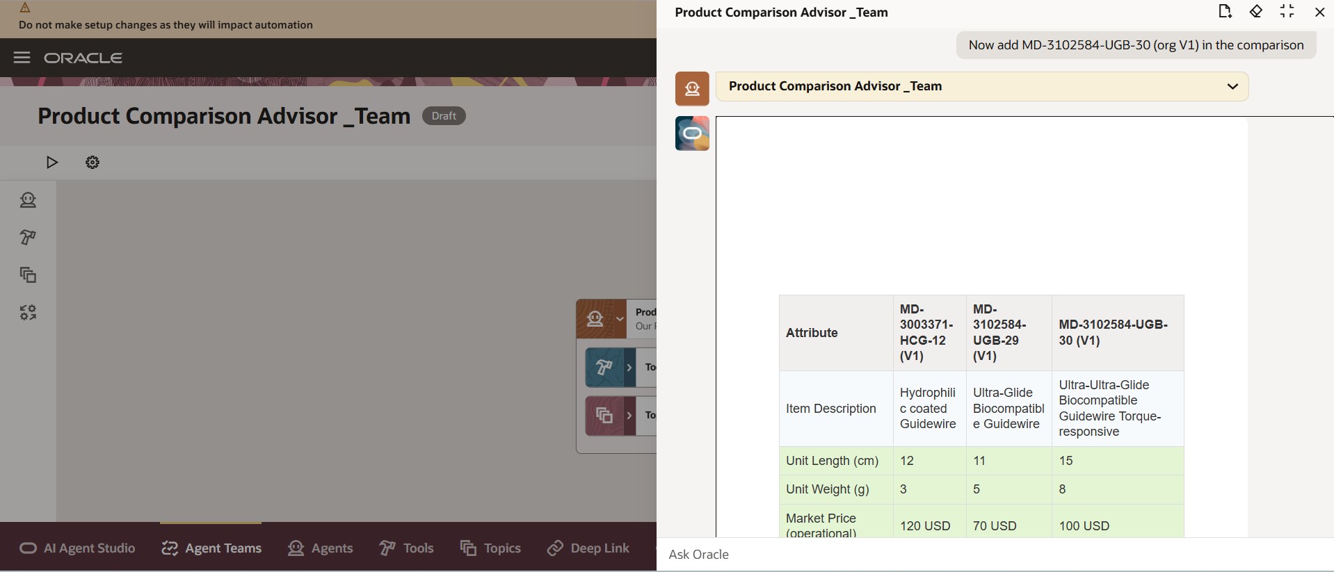 Add New Item to an Active Comparison