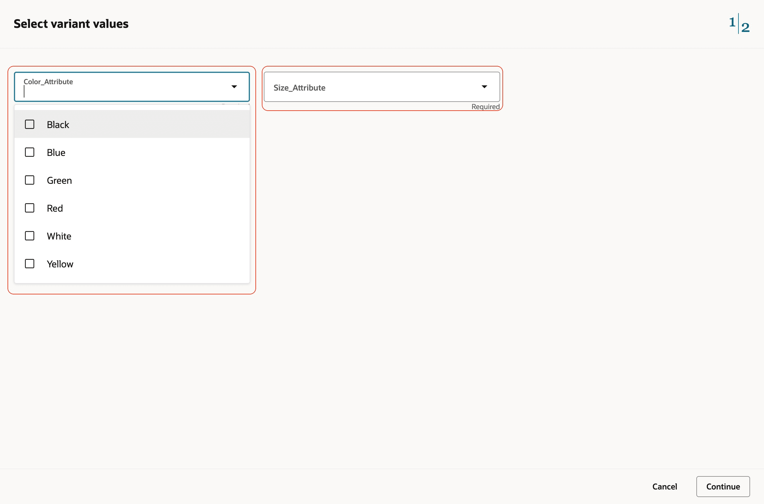 Select Variant Values