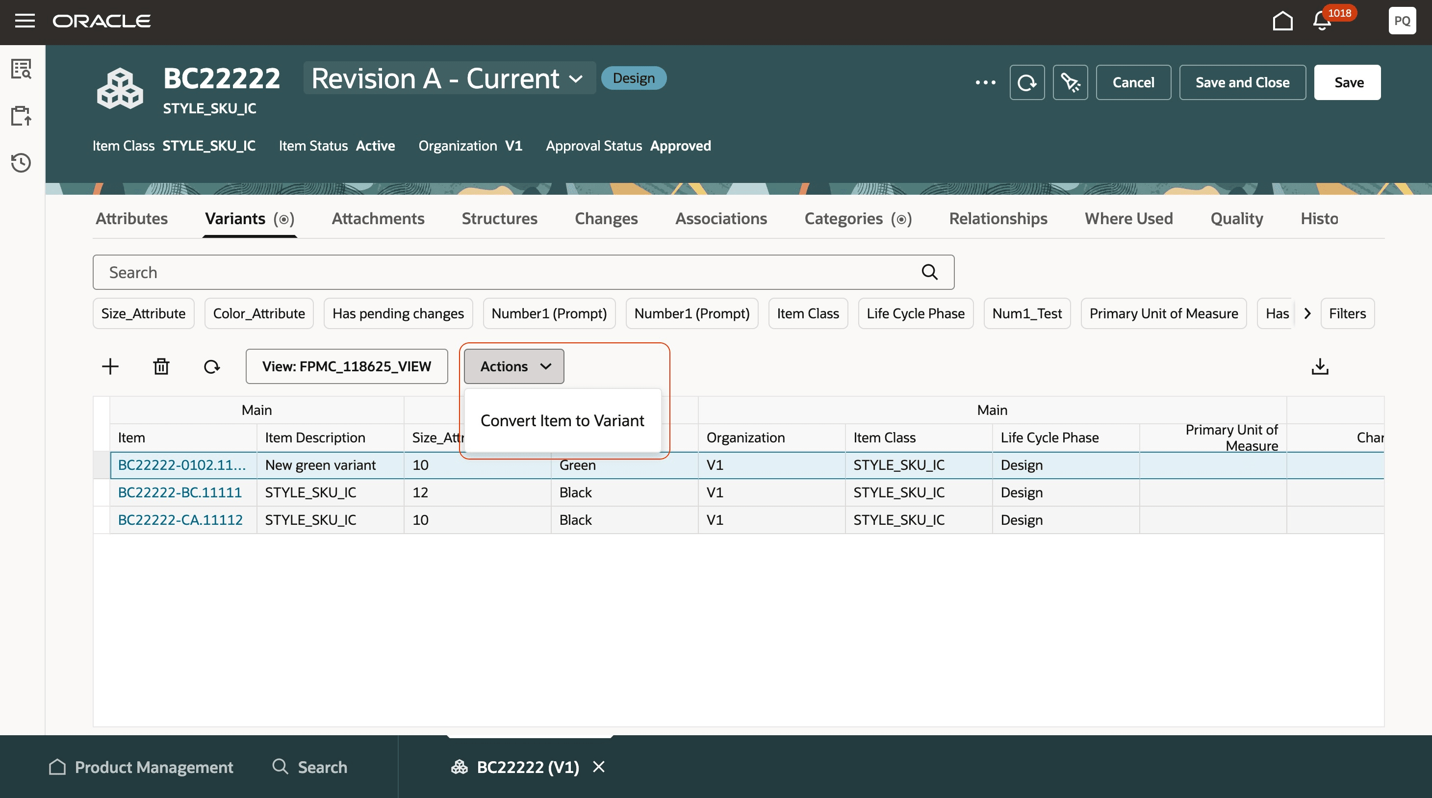 Convert Item to Variant