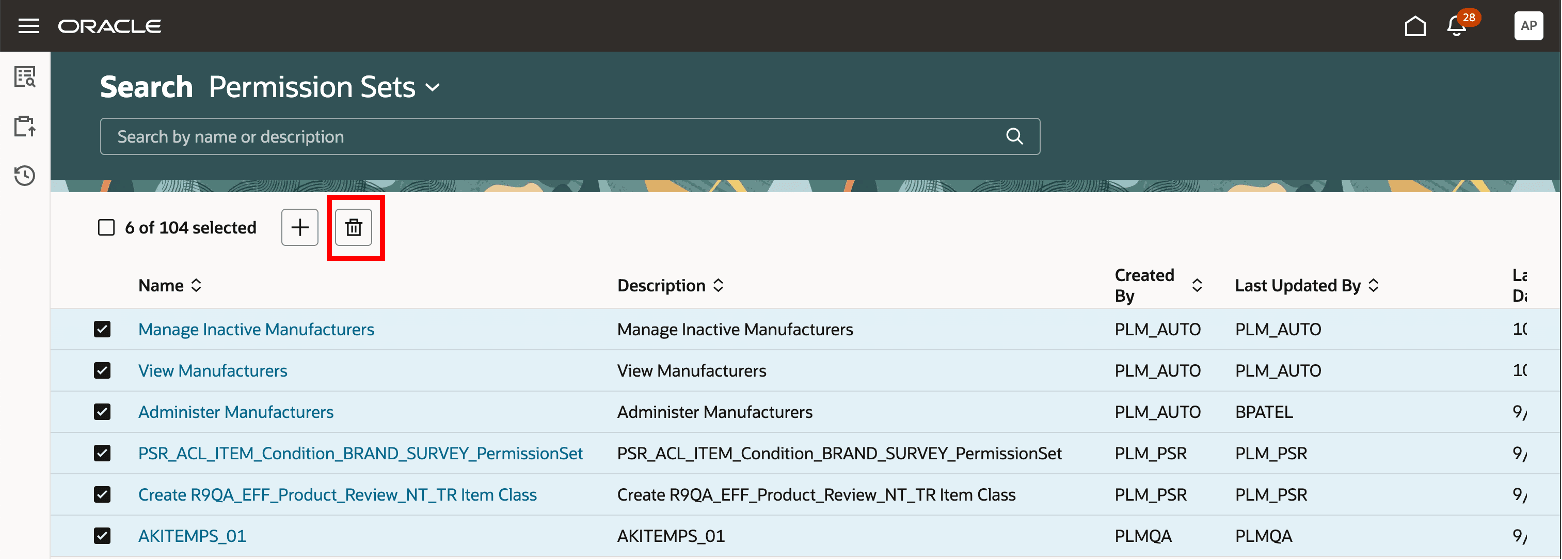 Delete Permission Set in Permission Set Search Page