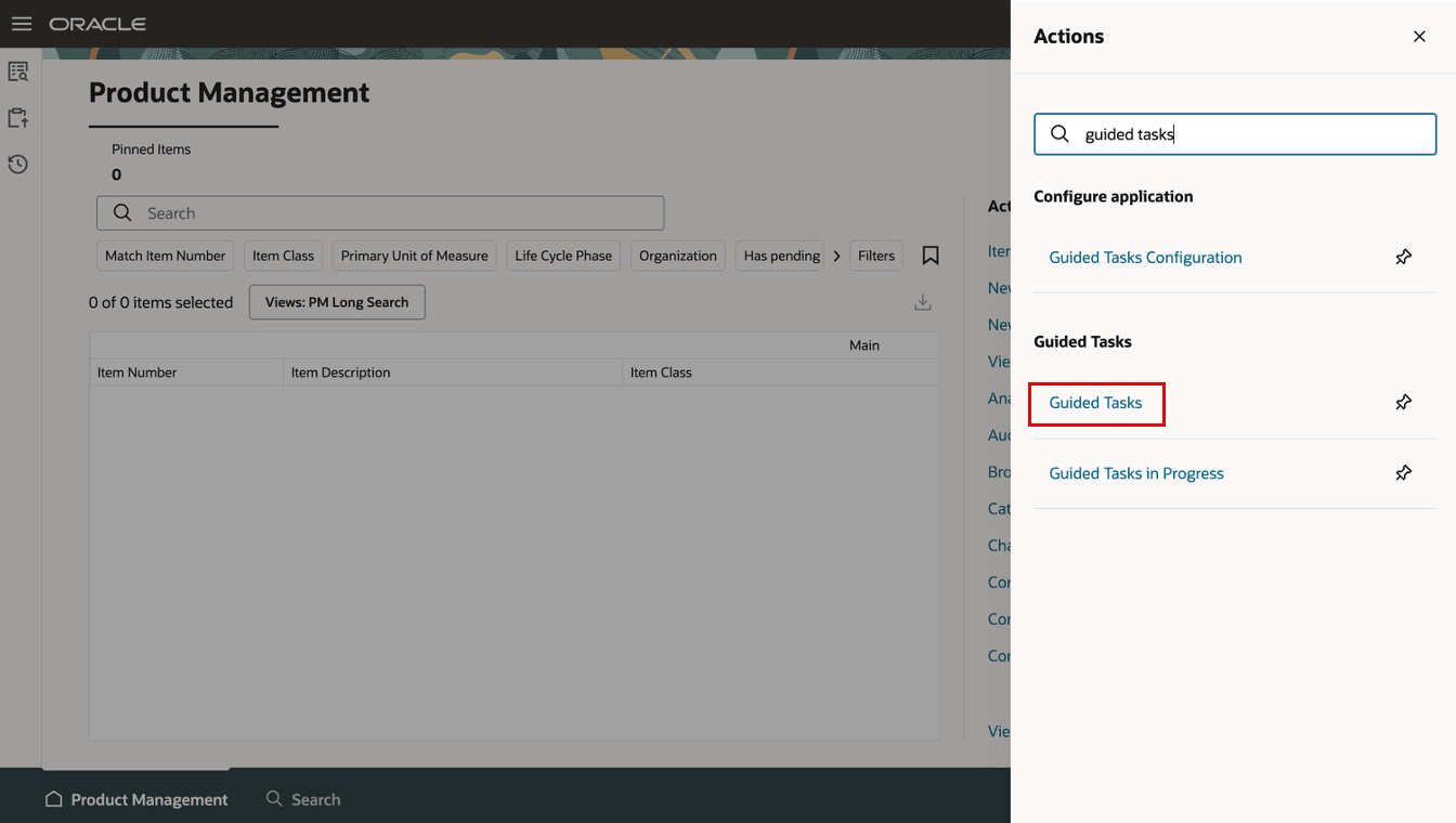 Actions Drawer - Guided Tasks