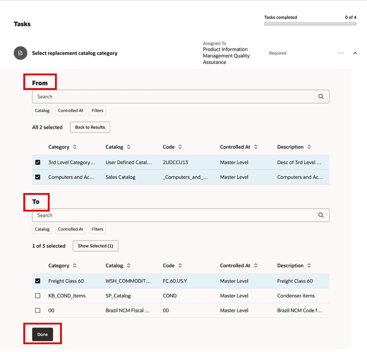 Task: Select Catalog Categories