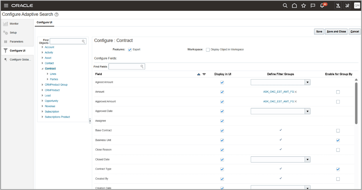 Adaptive Search - Configure UI