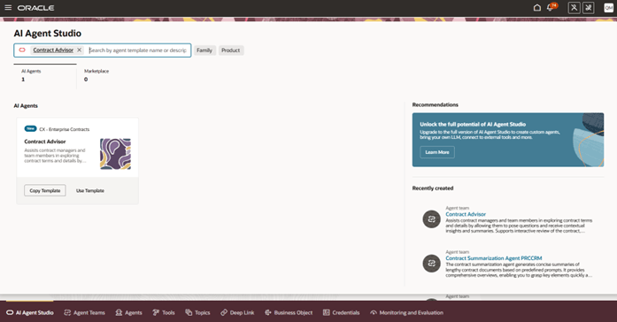 Contract Advisor in AI Agent Studio