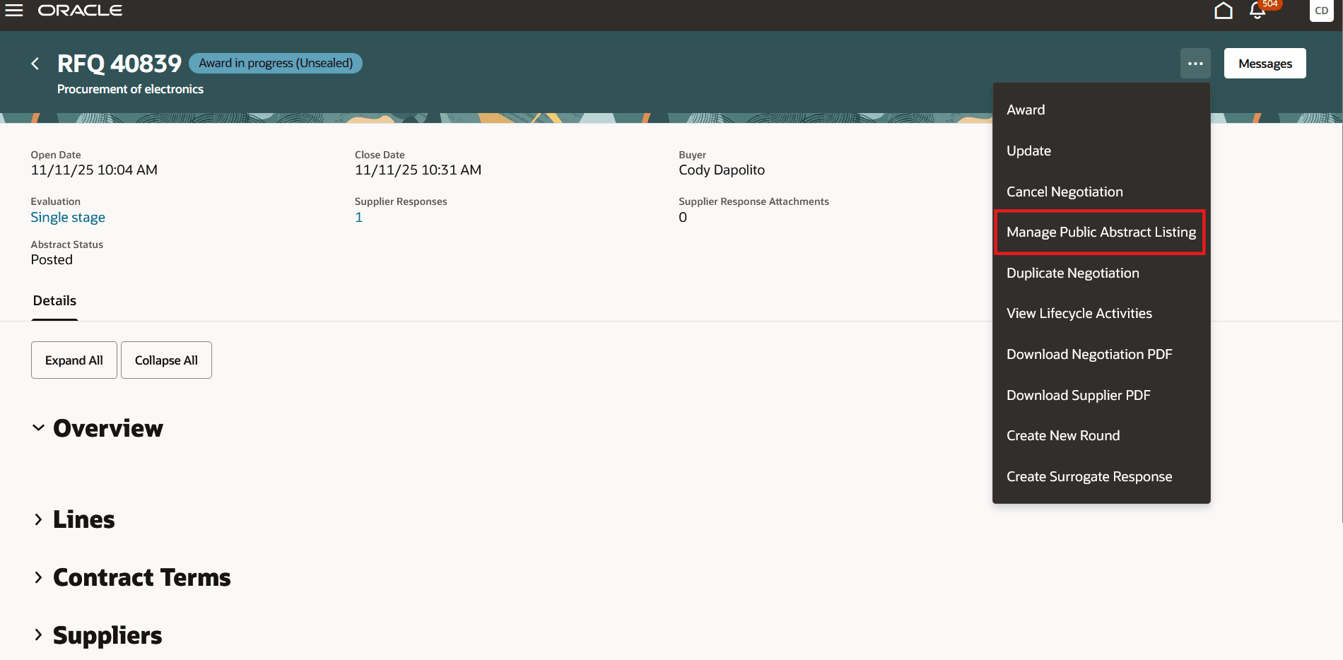 Manage Public Abstract Listing