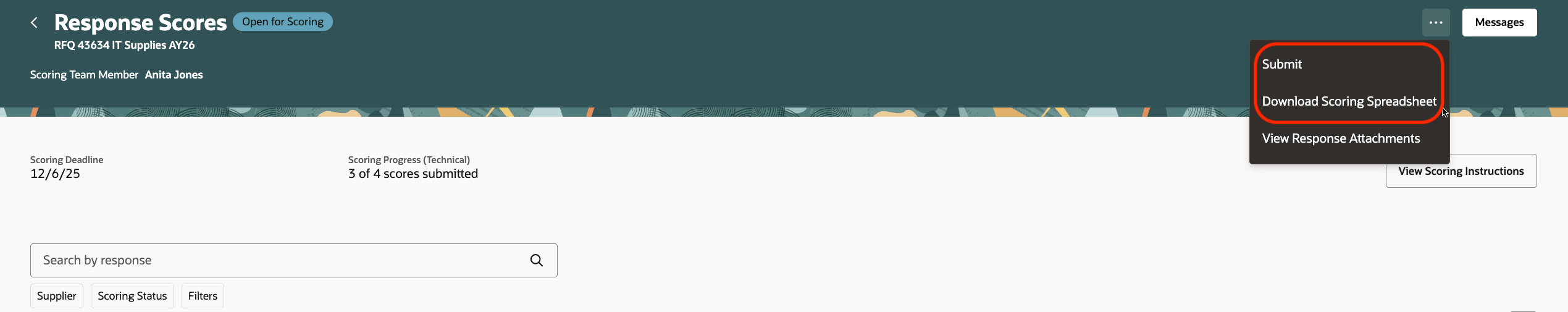 Download Spreadsheet to Scores Responses Offline and Submit Scores for All Responses