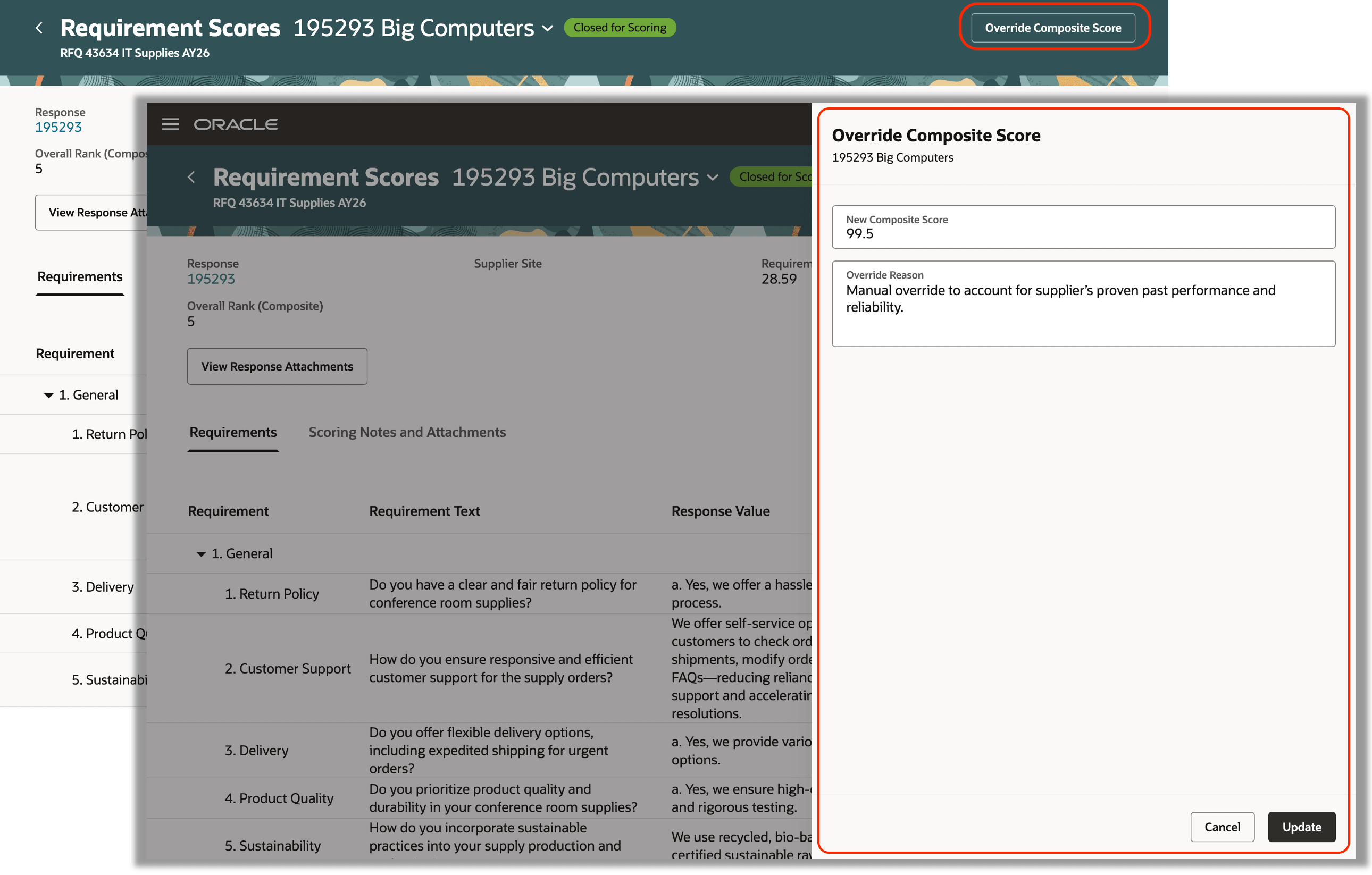 Override Overall Score or Composite Score