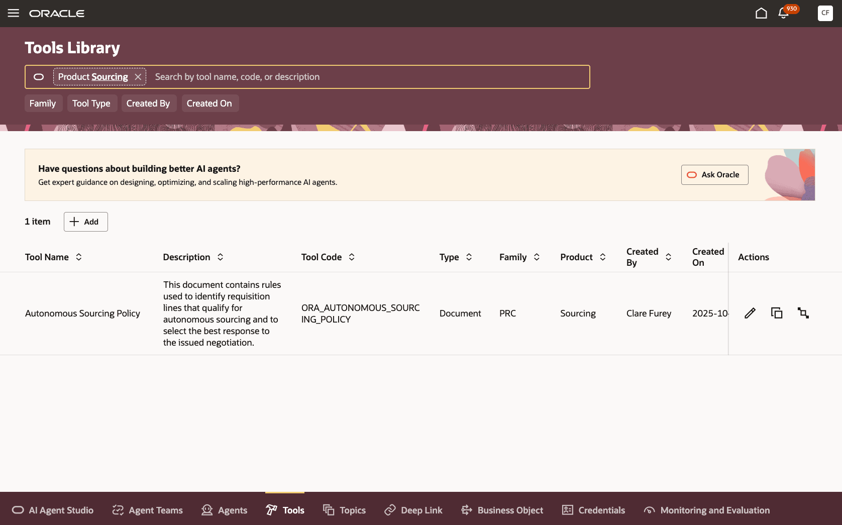 Autonomous Sourcing Policy Tool